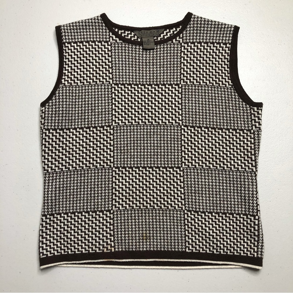 Uniform by John Paul Richard Sweater Vest Zig-Zag pattern gingham Women’s M